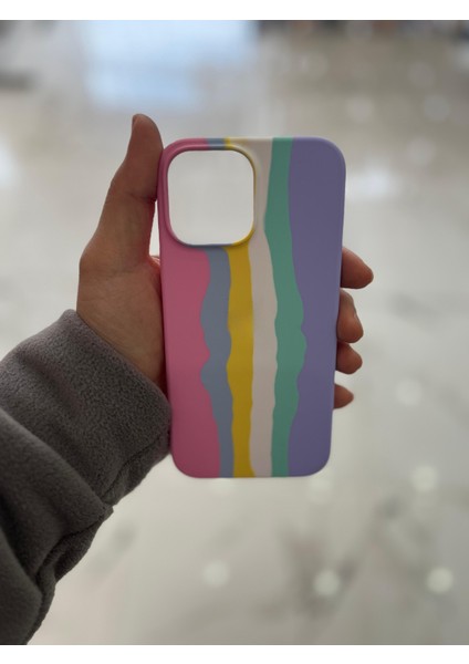 iPhone 13 Pro Max Uyumlu Rainbow Renkli Şeritli Lansman Silikon Darbe Emici Telefon Kılıfı modelleri
