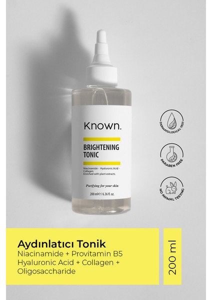 Known Aydınlatıcı Tonik 200 ml (Niacinamide + Hyaluronic Acid + Collagen)