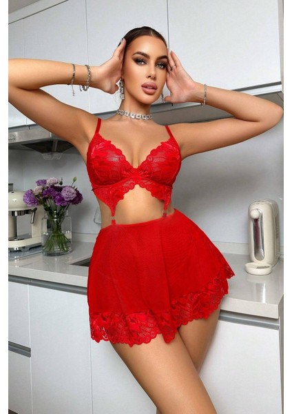 Bella Notte Kırmızı  Valentine's Tasarım Gecelik 18511