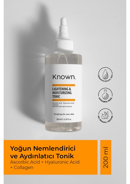 Yoğun Nemlendirici Tonik 200 Ml (Ascorbic Acid + Hyaluronic Acid + Collagen)