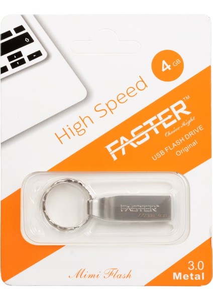 Faster 4 GB Flash Bellek Anahtarlık Tipi Metal Hafıza Bellek