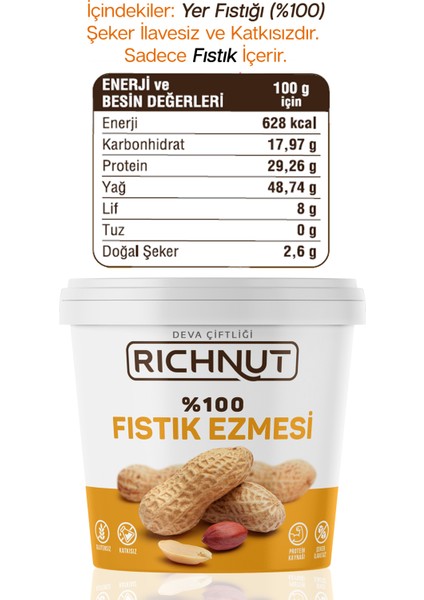 Deva Çiftliği Katkısız Saf Fıstık Ezmesi 1 kg