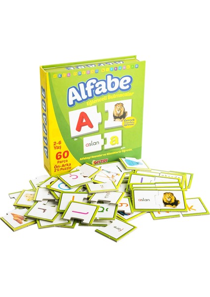 Eğlenceli Alfabe 60 Parça Puzzle Eşleştirme Oyunu