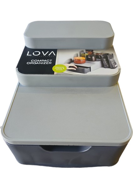 Çekmeceli ve Basamaklı Çok Amaçlı Gri Renk Organizer (26X11CM)
