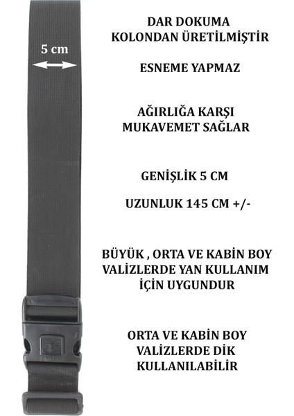 Valiz Bavul Kemeri Aç Kapat Emniyet Kilitli Ayarlanabilir Kaliteli Kolon Esneme Yapmaz modelleri