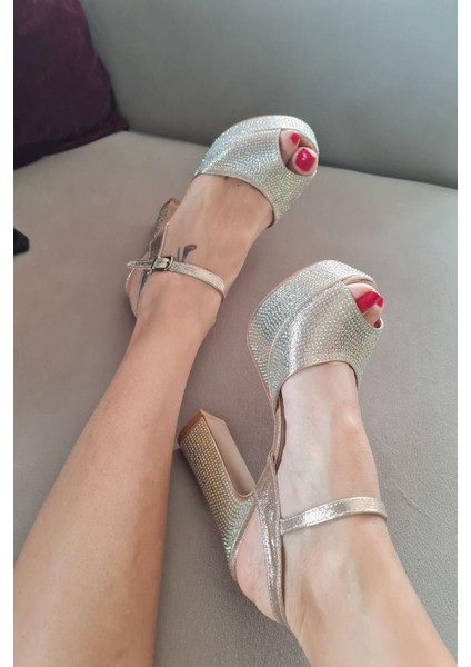 036 4183 Topukla Kadın Platformlu Taşlı Abiye Ayakkabı fiyatları