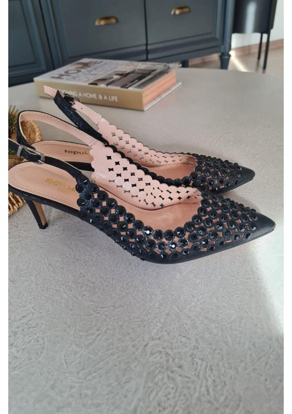 036 4467 Topukla Kadın Taşlı 6 cm Ince Topuklu Abiye Ayakkabı modelleri