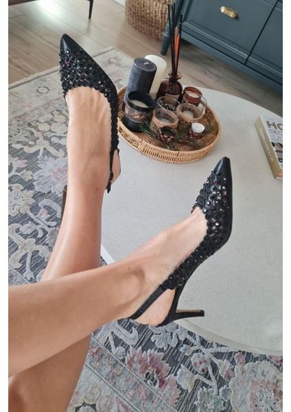 036 4467 Topukla Kadın Taşlı 6 cm Ince Topuklu Abiye Ayakkabı fırsatları