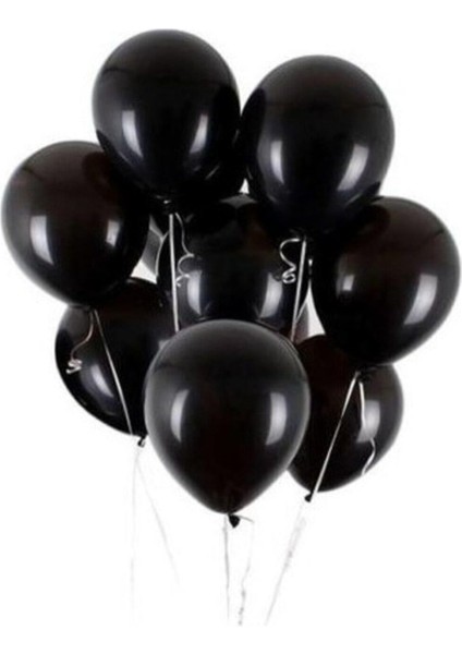 Metalik Siyah Balon 12" 30 cm Metalik Balon 10LU Paket