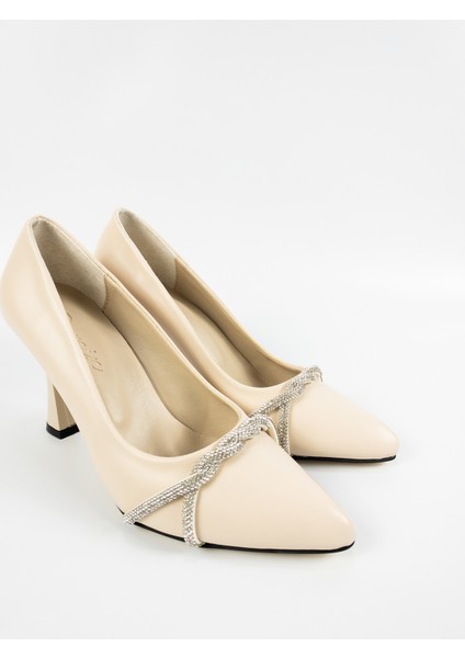 Kadın Bej Taş Detaylı Topuklu Ayakkabı indirimleri
