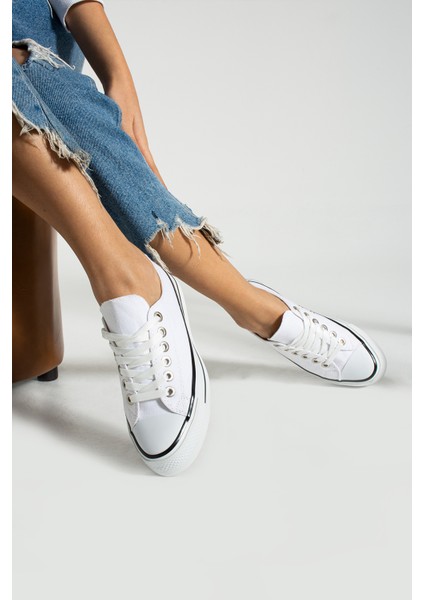Beyaz Keten [yüksek Taban (4 Cm)] Günlük Kısa Sneaker fiyatları