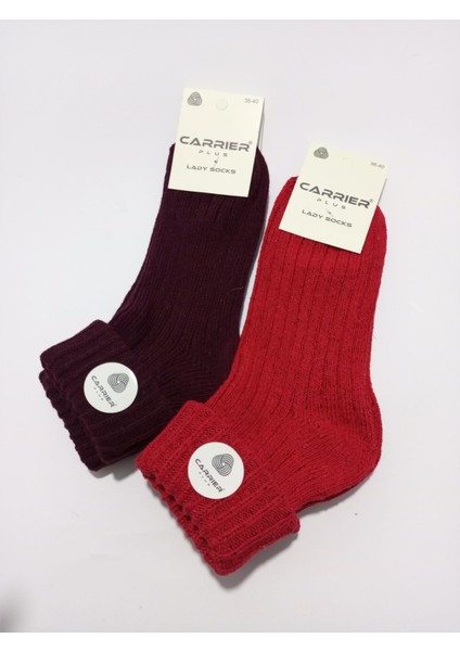 Bayan Yün Çorap Kıvrık Modelli 2'li