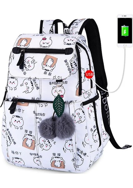 Cicibears Kız Okul Çantası - Beyaz (Yurt Dışından)