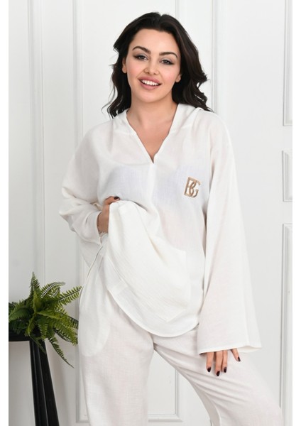 Kadın Yazı Baskılı V Yaka Oversize Eşofman Takımı 3795-23