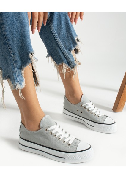 Gri Keten [yüksek Taban (4 Cm)] Günlük Kısa Sneaker modelleri