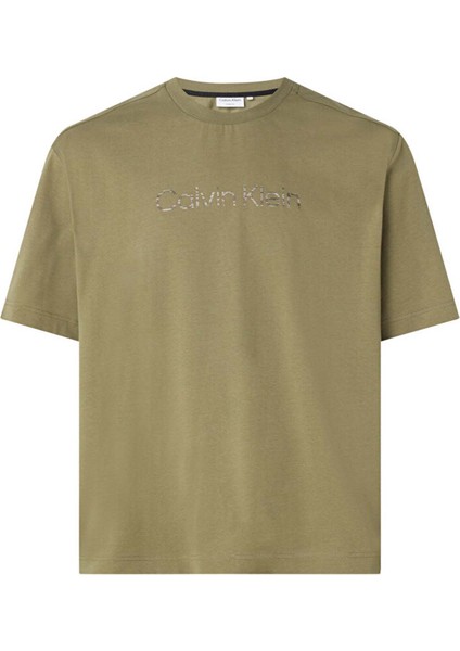 Erkek Logolu Kısa Kollu Pamuklu Yeşil T-Shirt K10K111123-MSS