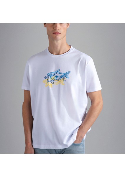 Erkek Pamuklu Regular Fit Yuvarlak Yaka Beyaz T-Shirt 24411041-010