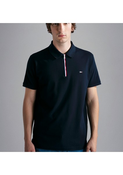 Erkek Pamuklu Polo Yakalı Düğme Kapamalı Kısa Kollu Lacivert Gömlek 24411314-013