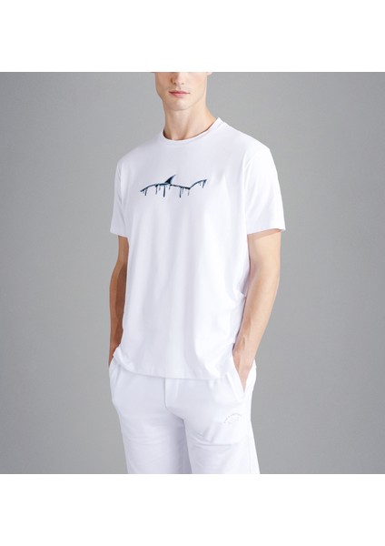 Erkek Marka Logolu Pamuklu Normal Kalıp Günlük Beyaz T-Shirt 24411052-010