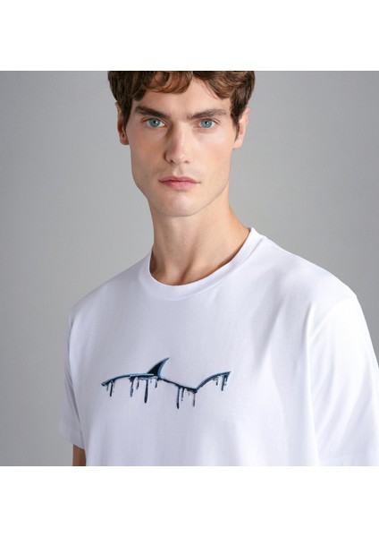 Erkek Marka Logolu Pamuklu Normal Kalıp Günlük Beyaz T-Shirt 24411052-010 modelleri