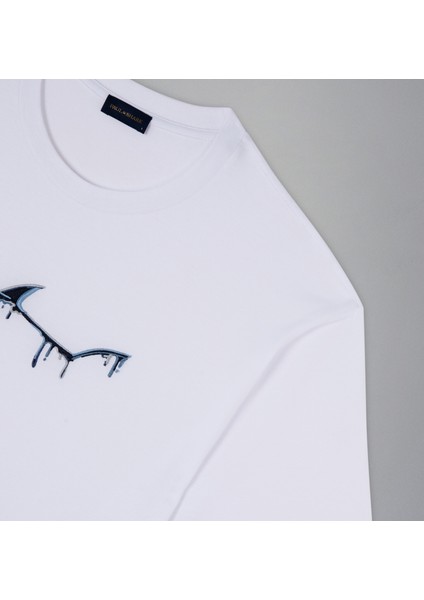 Erkek Marka Logolu Pamuklu Normal Kalıp Günlük Beyaz T-Shirt 24411052-010 fırsatları