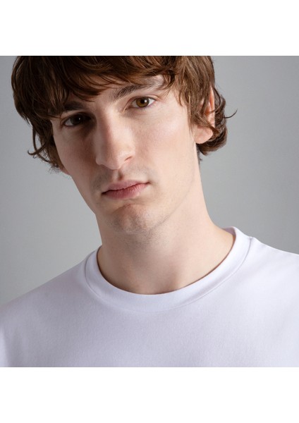 Erkek Marka Logolu Pamuklu Normal Kalıp Günlük Beyaz T-Shirt 24411053-010 modelleri