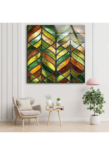 Yeşil Lekeli Temperli Cam Duvar Tablosu modelleri