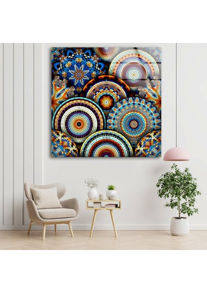 Renkli Lekeli Mozaik Cam Duvar Tablosu fırsatları