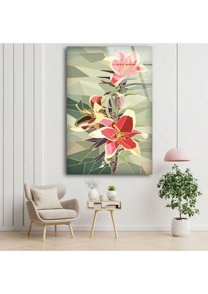 Mozaik Çiçek Temperli Cam Duvar Tablosu fiyatları