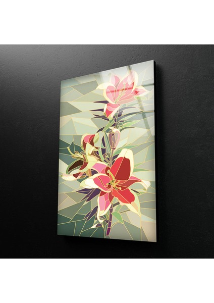 Mozaik Çiçek Temperli Cam Duvar Tablosu modelleri