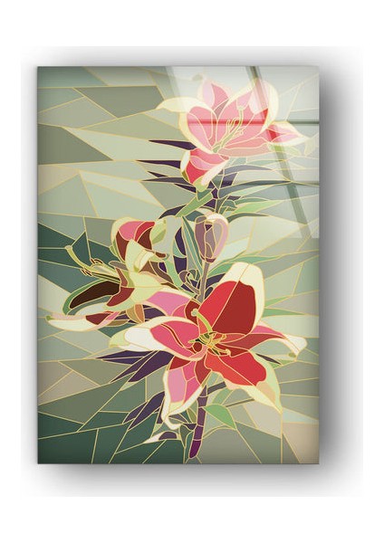 Mozaik Çiçek Temperli Cam Duvar Tablosu indirimleri