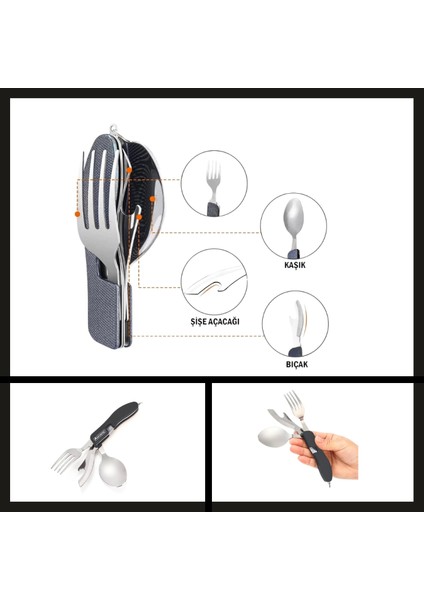 Uyguna-Yakala (OUT-1350) Orcamp Çatal&kaşık&bıçak Kamp Seti SIYAH-GER.056 fiyatları
