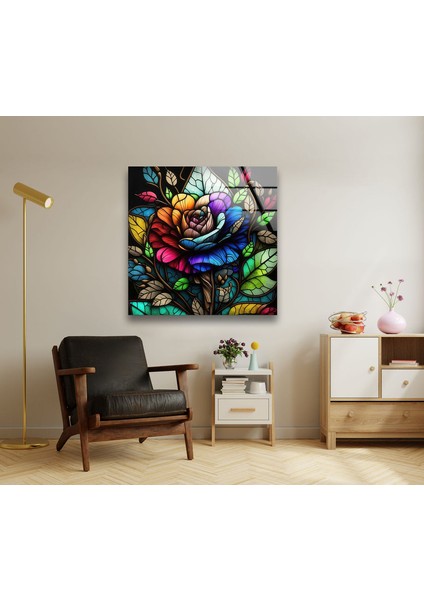 Çiçek Desenli Temperli Cam Duvar Tablosu indirimleri