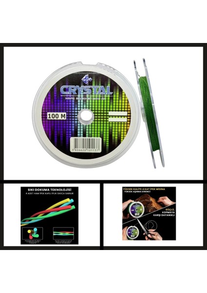 Uyguna-Yakala 0.18 mm 100 mt Crystal Hdpe Nano Ipek Misina 4 KAT-PO.140