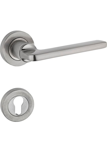 Hisar Inox Nikel Rozetli Yale Çelik Kapı Kolu 1 Takım