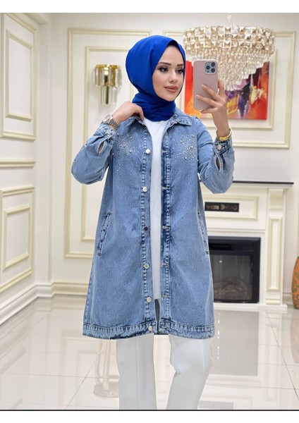 Şık Taş Işlemeli Kot Ceket modelleri