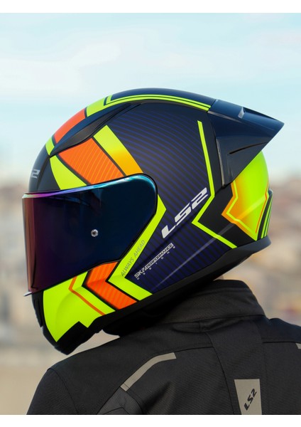 Rapıd 2 Race Extra Mat Neon Sarı-Navy Mavi Kask