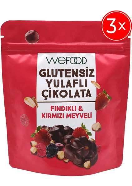 Glutensiz Yulaflı Çikolata Fındıklı & Kırmızı Meyveli 40 gr 3'lü 8683347035144