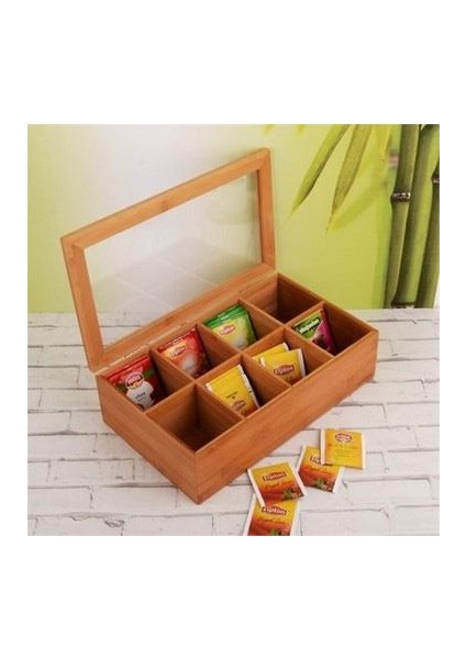 Bambu Çay Kutusu 8 Bölmeli Kutu fiyatları