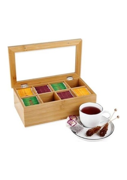 Bambu Çay Kutusu 8 Bölmeli Kutu modelleri