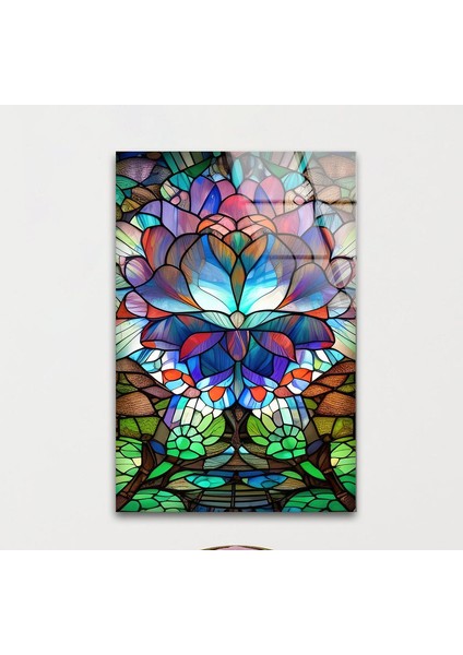 Lekeli Çiçek Temperli Cam Duvar Tablosu