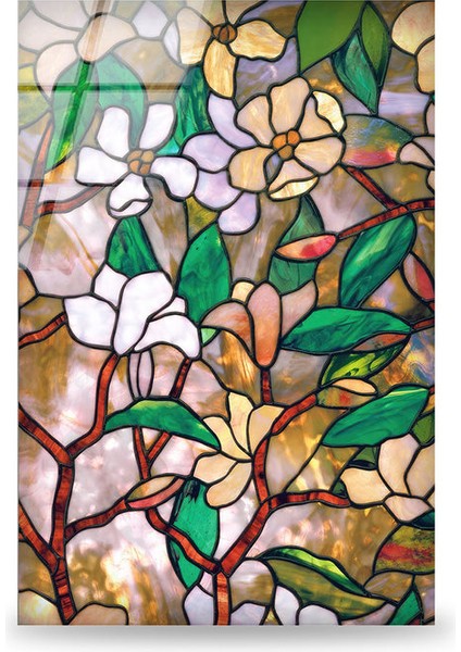 Lekeli Çiçek Temperli Cam Duvar Tablosu