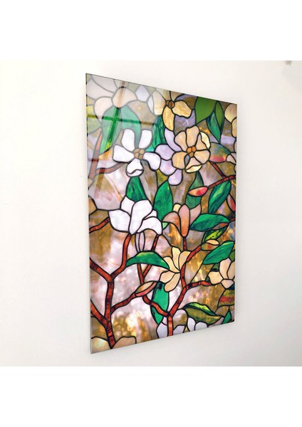 Lekeli Çiçek Temperli Cam Duvar Tablosu fiyatları