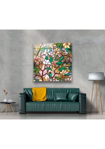 Lekeli Çiçek Temperli Cam Duvar Tablosu modelleri