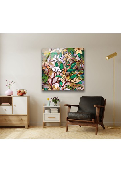 Lekeli Çiçek Temperli Cam Duvar Tablosu fırsatları