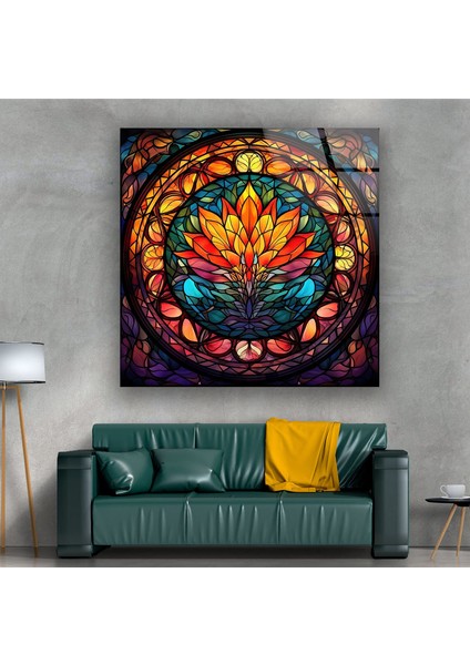 Canlı Renkli Mozaik Temperli Cam Duvar Tablosu