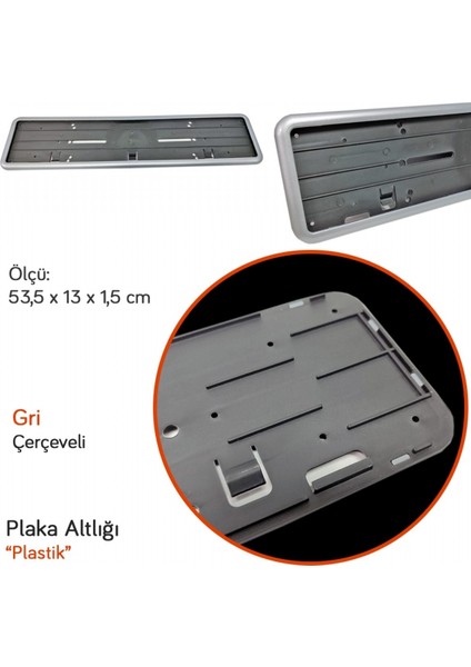 Plaka Altlığı Plastik Tak Kolay Lüks Gri Vernikli Çerçeveli (Adet)