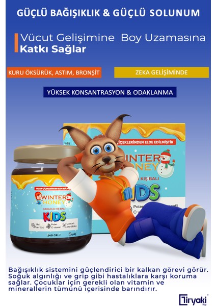 Çocuklar Için Kakaolu Kış Balı Arı Sütü, Bal, Polen 240 gr