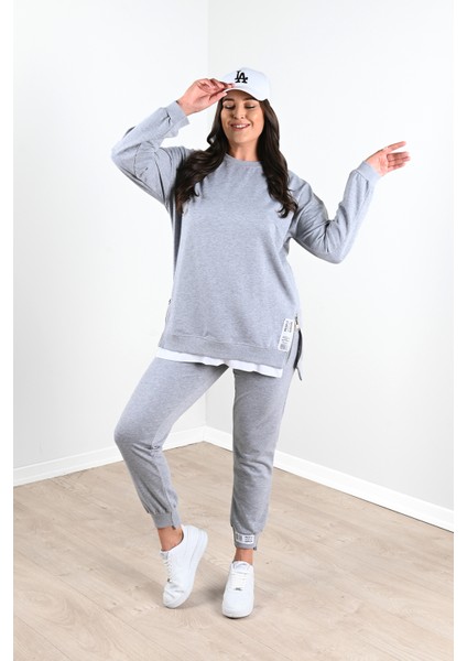 Kadın Büyük Beden Yanları Fermuar Detaylı Eşofman Takımı 3613-23 fiyatları