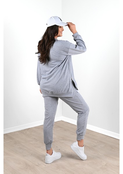 Kadın Büyük Beden Yanları Fermuar Detaylı Eşofman Takımı 3613-23 indirimleri